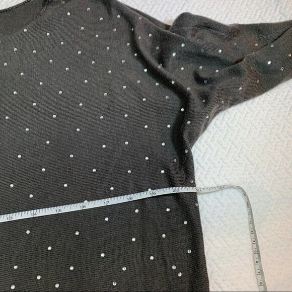 INC International Concepts Long Sleeve Sweater Diamantes on Front Grey S… - Picture 7 of 10